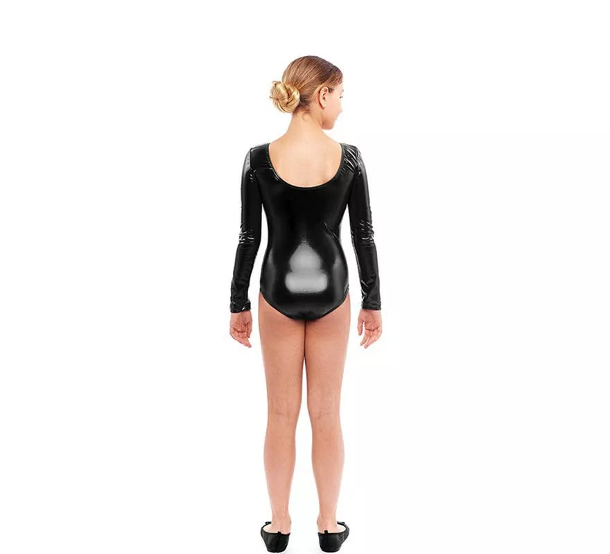 Translation missing: es.Body o Maillot negro metal manga larga para niña