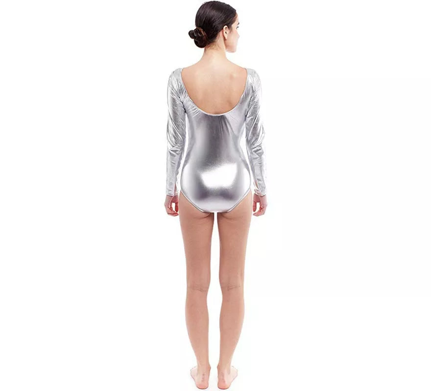 Translation missing: es.Body o Maillot plateado manga larga para mujer