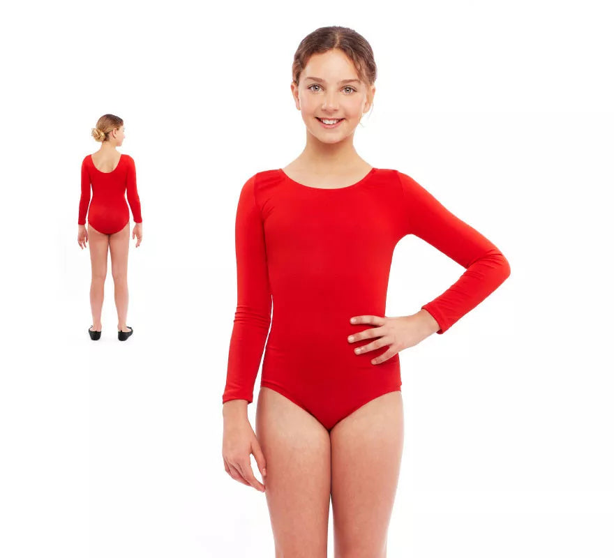 Translation missing: es.Body o Maillot rojo manga larga para niña
