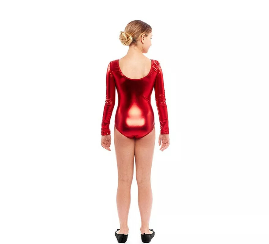 Translation missing: es.Body o Maillot rojo metal manga larga para niña