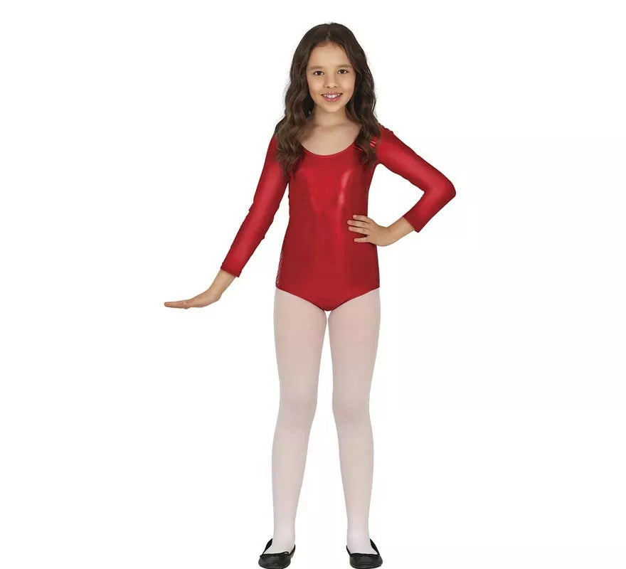 Translation missing: es.Body o Maillot Rojo Metalizado manga larga para niños