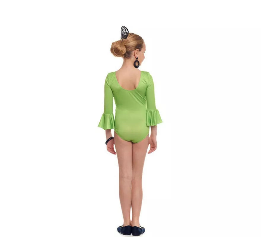 Translation missing: es.Body o maillot Sevillana Licra con Volante verde para niña