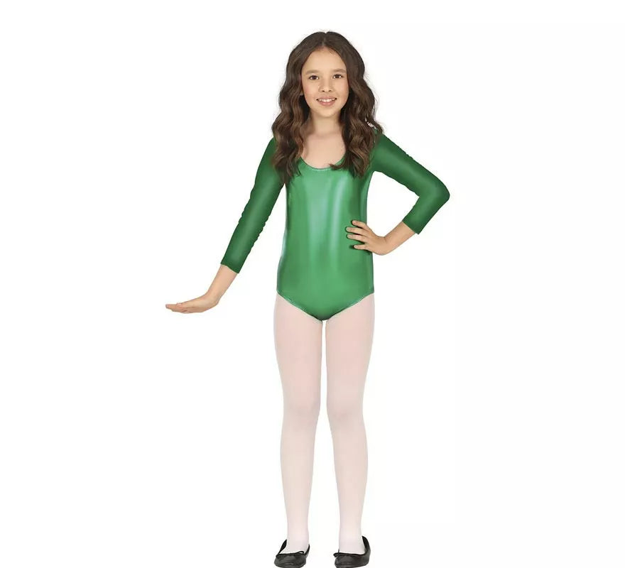 Translation missing: es.Body o Maillot Verde Metalizado manga larga para niños
