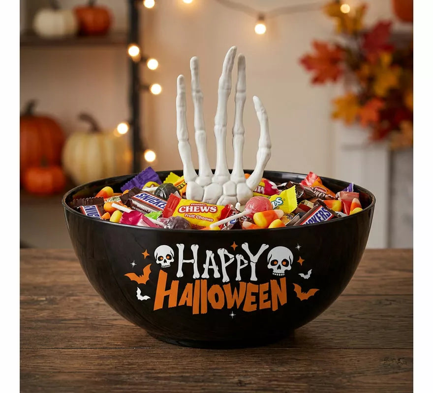 Translation missing: es.Bol con Mano Esqueleto Happy Halloween de 25 cm