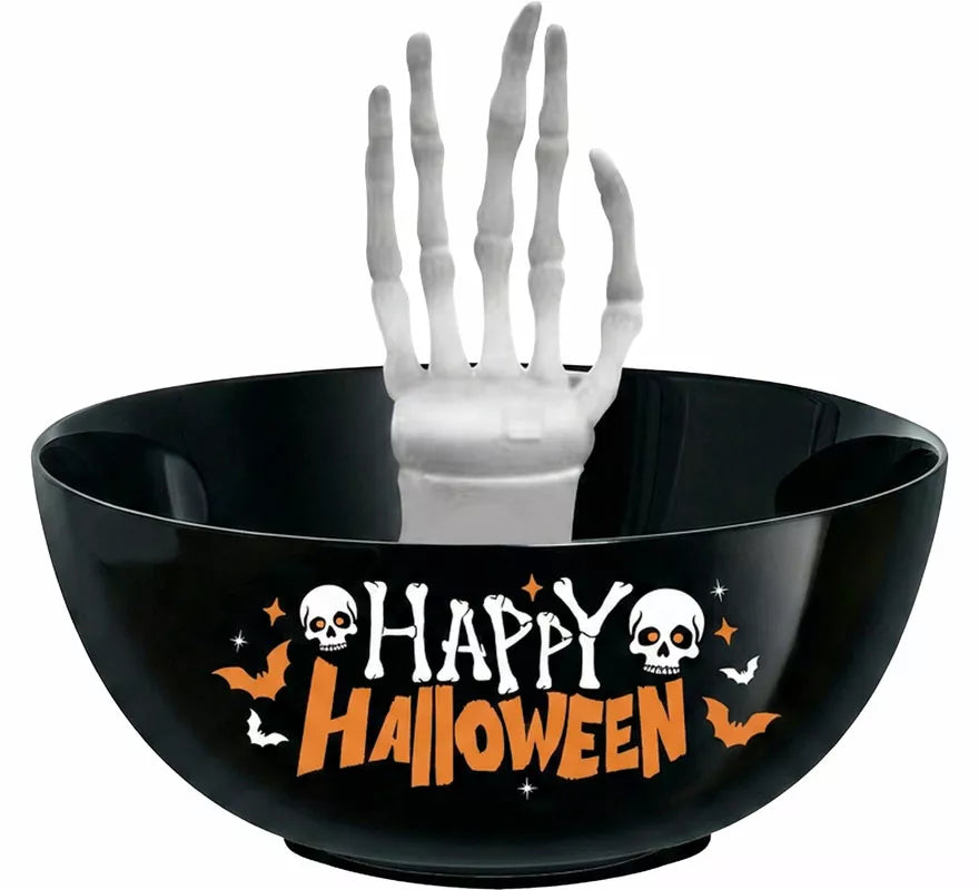Bol con Mano Esqueleto Happy Halloween de 25 cm