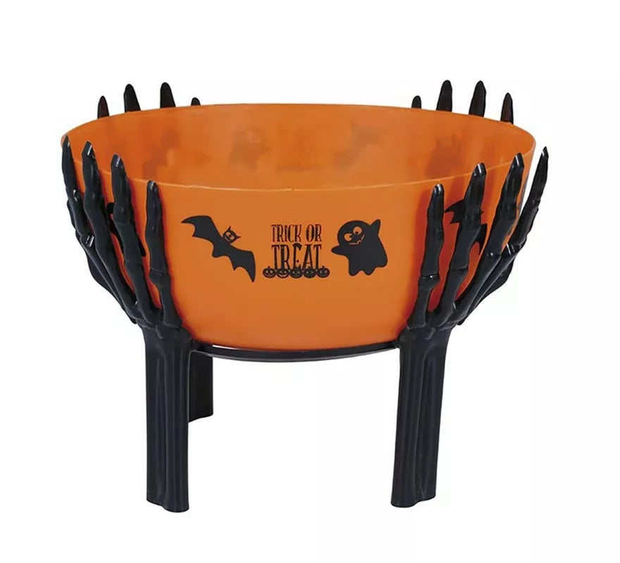 Translation missing: es.Bol naranja con soporte de manos calavera de 26x18 cm