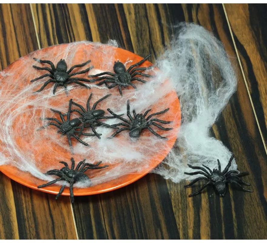 Translation missing: es.Bolsa con 8 Arañas 6 cm. para decorar en Halloween