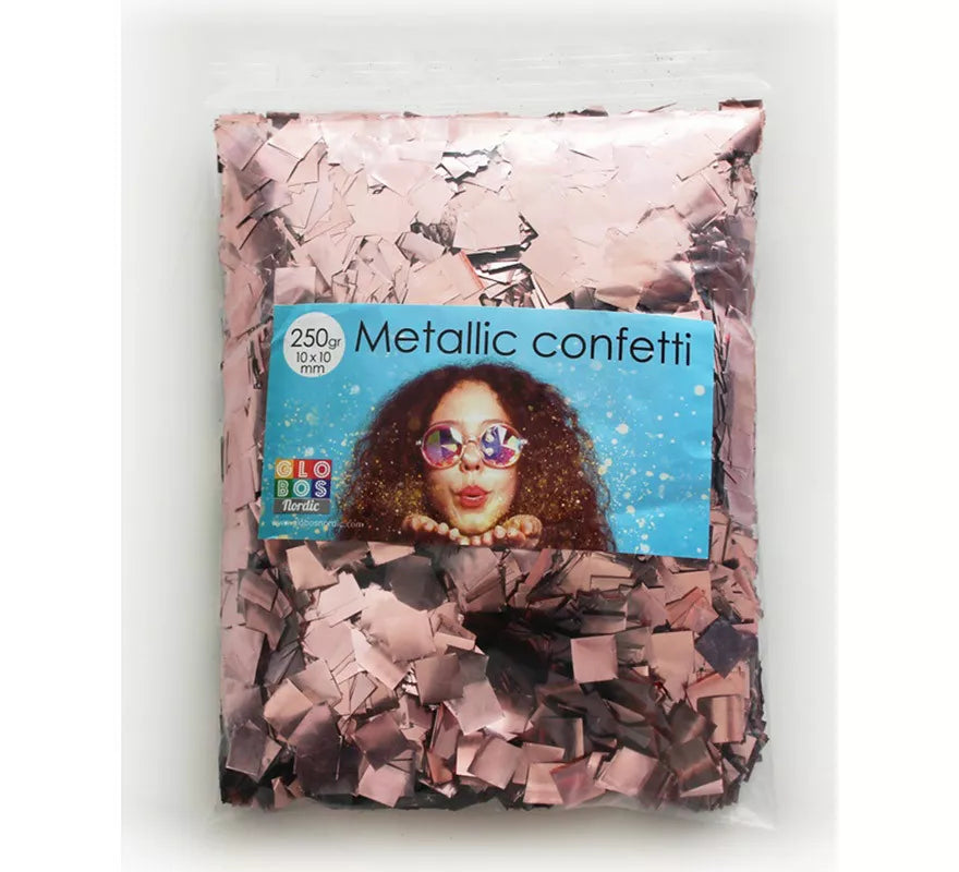 Translation missing: es.Bolsa de 250 g de Confetti Color Oro Rosa cuadrado de 10x10 mm