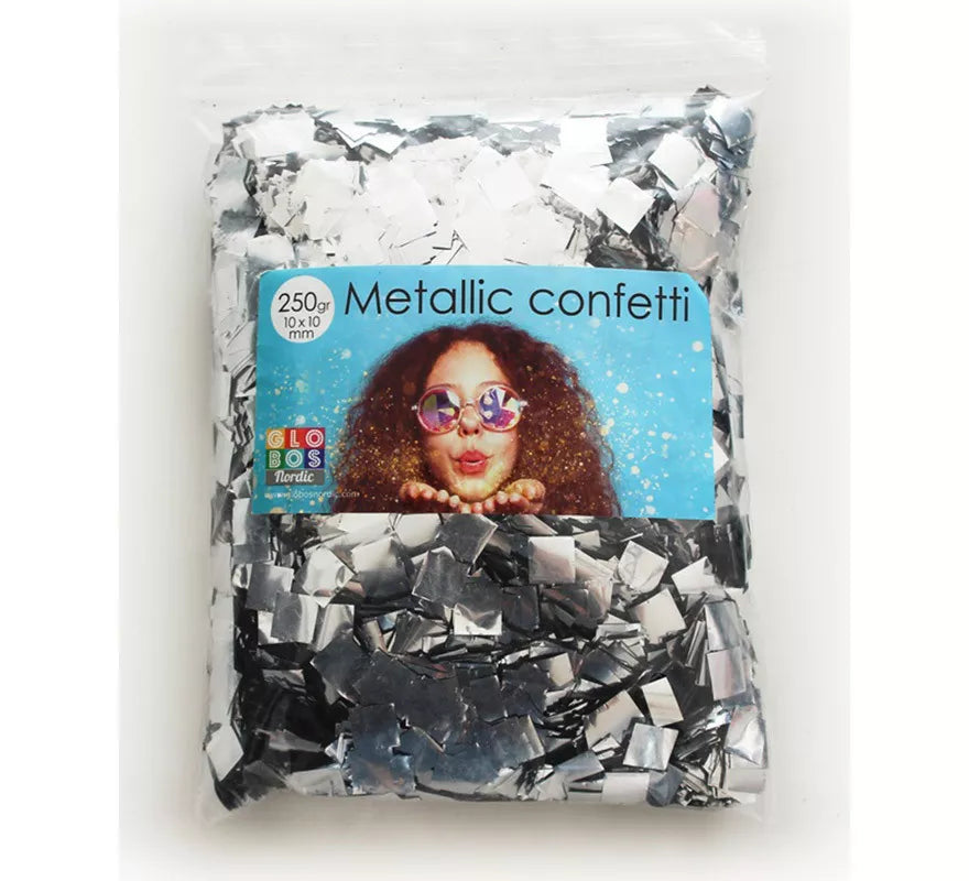 Translation missing: es.Bolsa de 250 g de Confetti Color Plata cuadrado de 10x10 mm