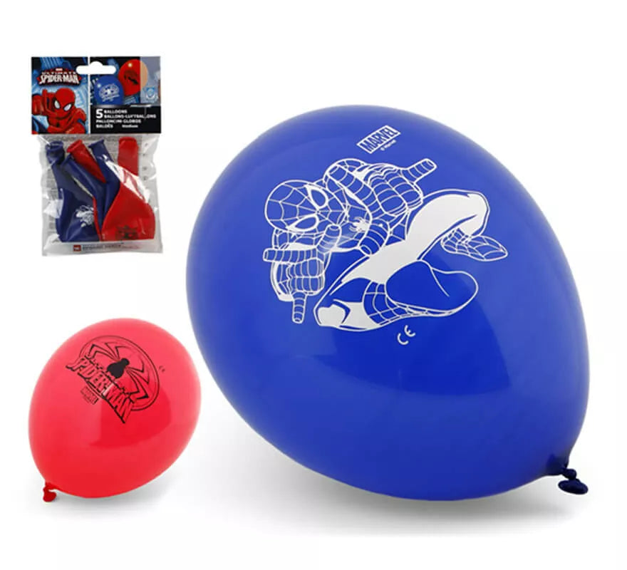 Translation missing: es.Bolsa de 5 Globos de Spiderman colores surtidos de 23 cm