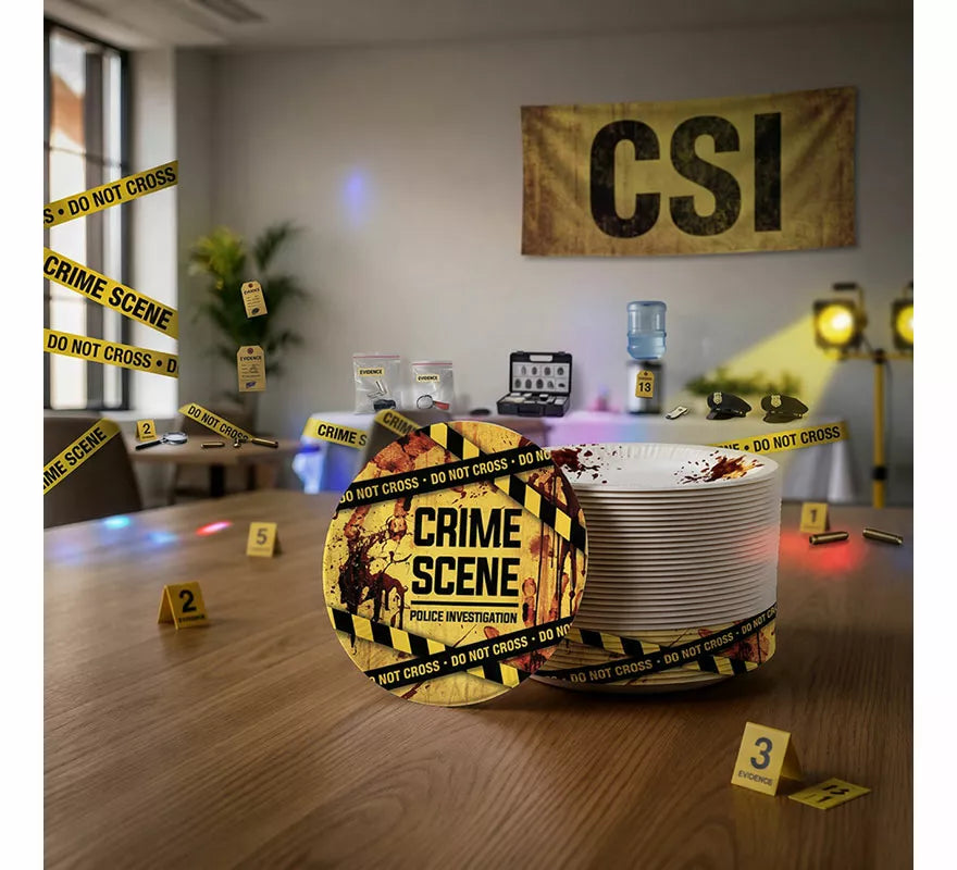 Bolsa de 6 Platos Escena de Crimen de 23 cm
