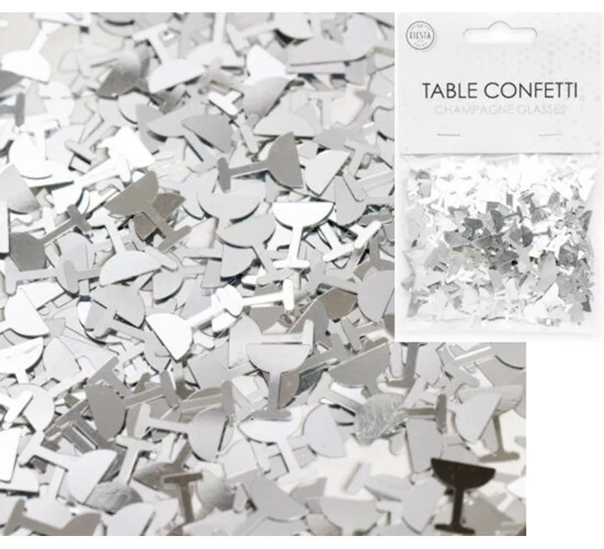 Translation missing: es.Bolsa de Confetti para mesa de Copas de Champagne Plateado de 14 g
