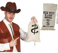 Bolsa de tela para el dinero para Vaquero, Ladrón Bancos 42X22 cm