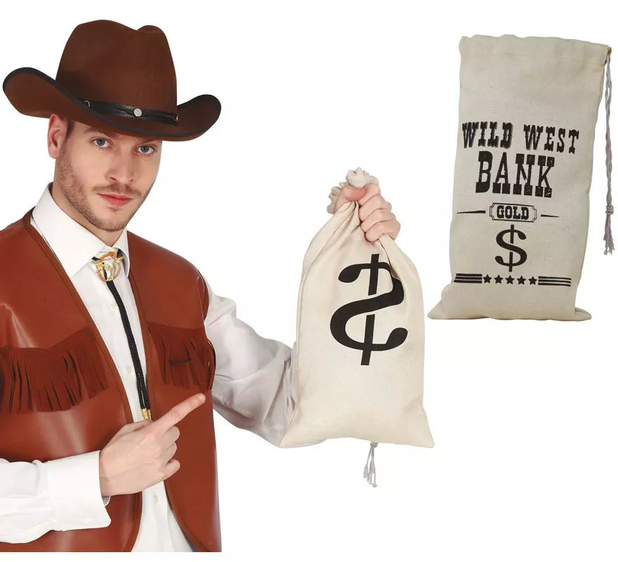 Translation missing: es.Bolsa de tela para el dinero para Vaquero, Ladrón Bancos 42X22 cm