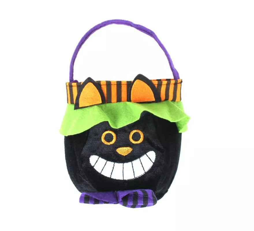 Translation missing: es.Bolsa para dulces Gato negro de terciopelo de 18x16 cm