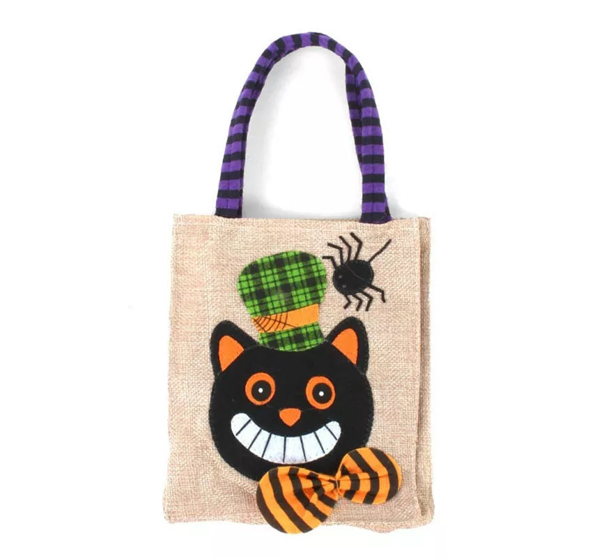 Translation missing: es.Bolsa para dulces Gato sonriente de Lino de 20x15 cm