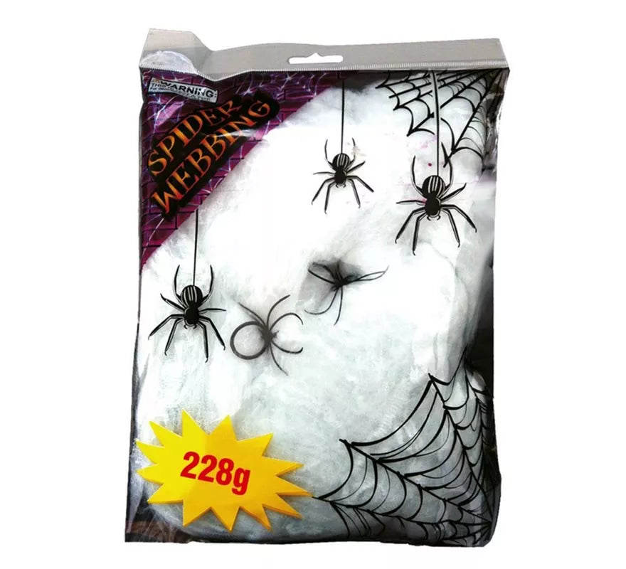 Translation missing: es.Bolsa Telaraña con 2 arañas de 228 gr para decorar en Halloween