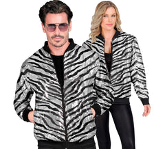 Bomber Moda a rayas plateado con lentejuelas para adulto