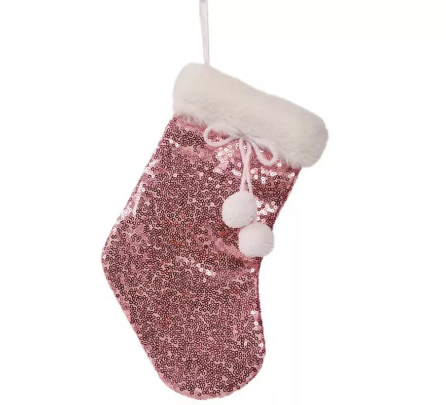 Translation missing: es.Bota de Noel con Lentejuelas Rosa de 28 cms