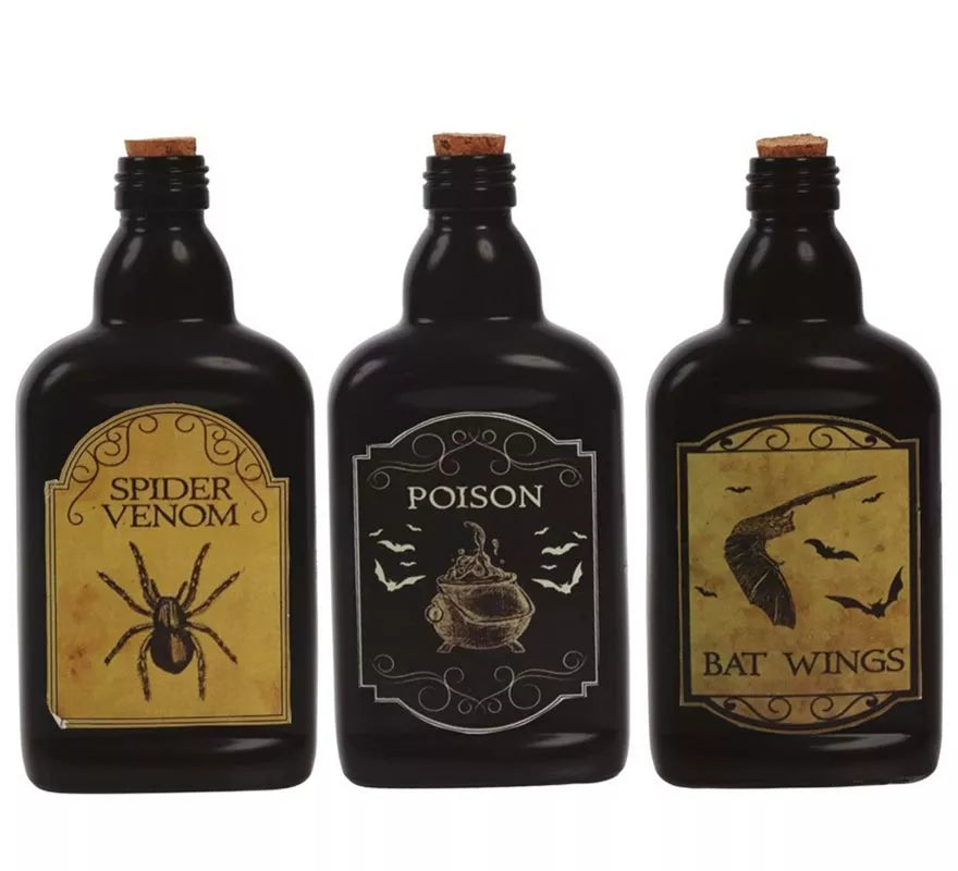 Translation missing: es.Botellas de Veneno en Vidrio Surtidas de 19 cm