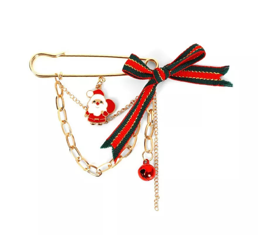 Translation missing: es.Broche de Papá Noel lazo y cadena de 8x8 cm