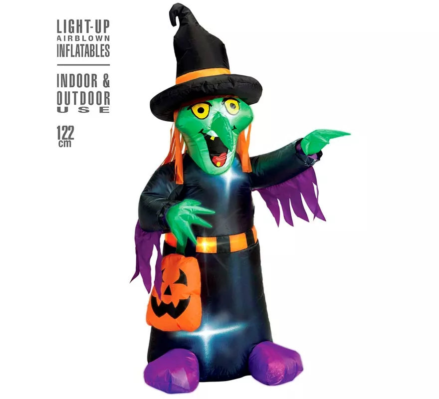 Translation missing: es.Bruja Auto Hinchable de Halloween con Iluminación de 122 cm
