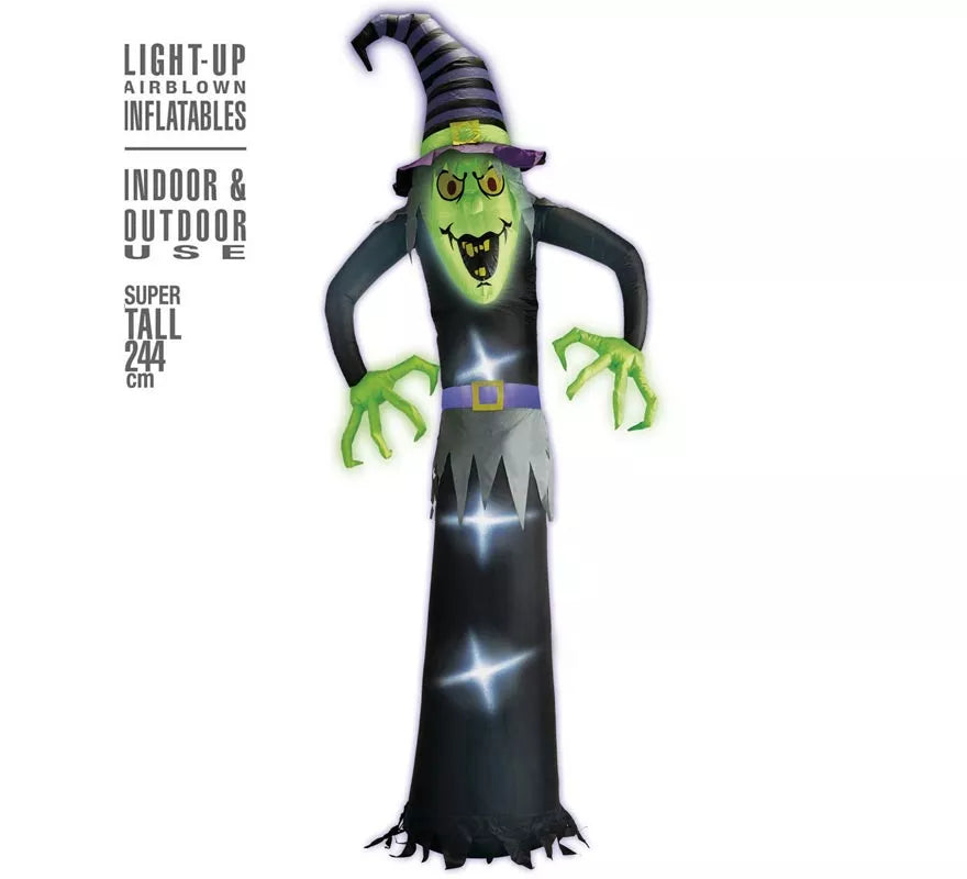Translation missing: es.Bruja Auto Hinchable de Halloween con Iluminación de 244 cm