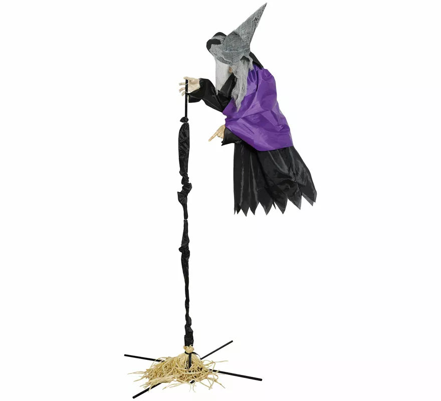 Bruja Volando con Luz, Sonido y Movimiento de 225 cm
