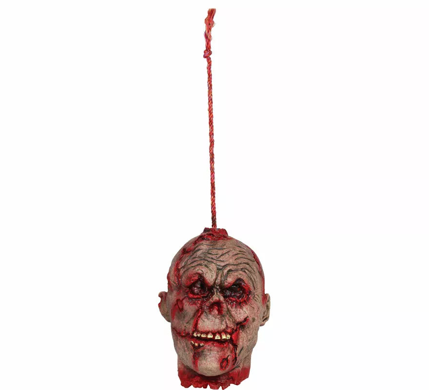 Cabeza Colgante Zombie Sangrienta de 28 cm