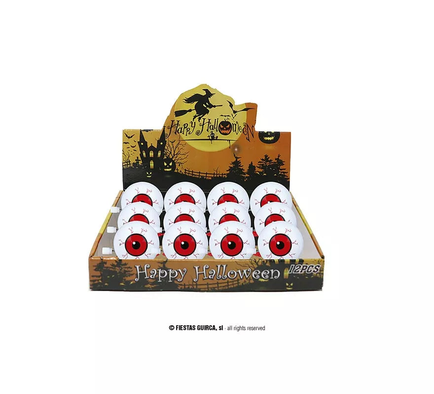 Caja de 12 Ojos rojos a cuerda de 5 cm