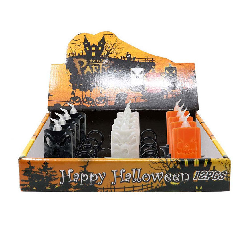 Caja de 12 Velas con Luz Surtidas de 7X8 cm
