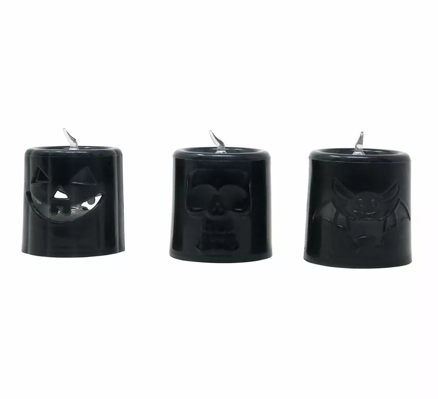 Translation missing: es.Caja de 12 Velas Naranja y Negra con Luz de 4.5X4.5 cm