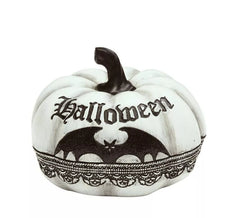 Calabaza blanca con Murciélago de 12x15 cm de Halloween