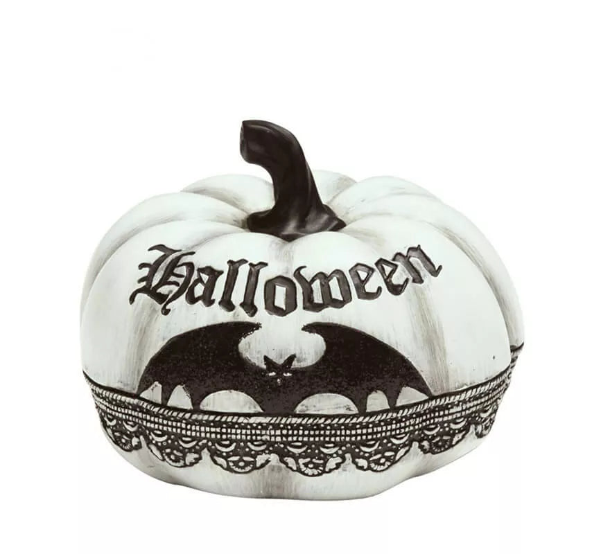 Translation missing: es.Calabaza blanca con Murciélago de 12x15 cm de Halloween