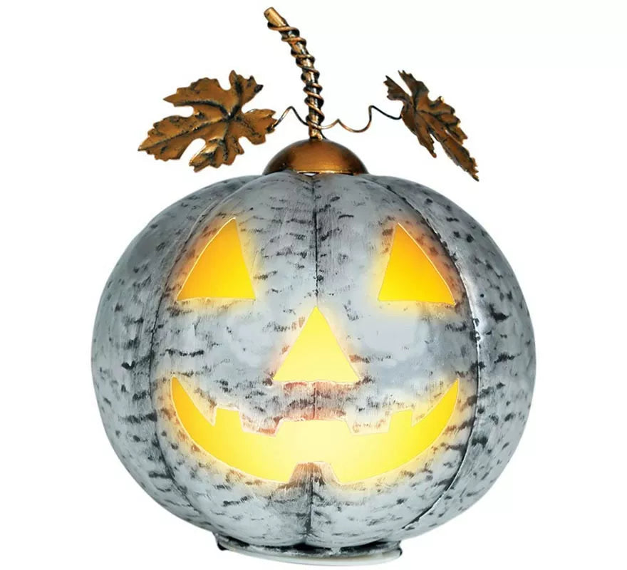 Translation missing: es.Calabaza Metálica plata con Luz 16 cm