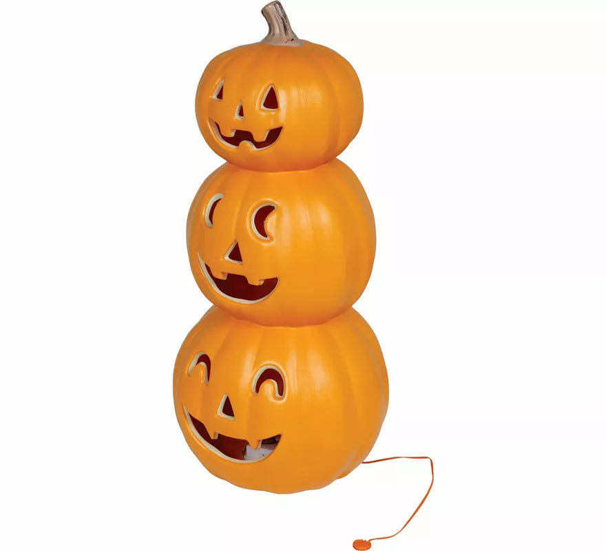 Calabaza Sonrientes Triple con Luz Intensa de 52 cm