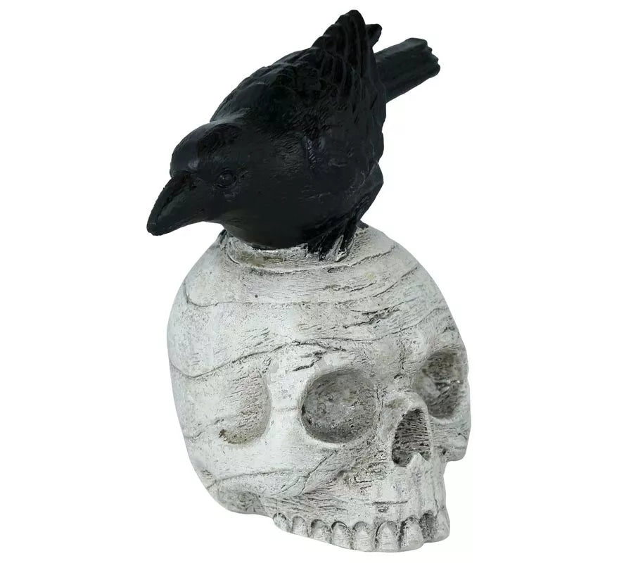 Translation missing: es.Calavera con Cuervo de Resina de 14x9 cm