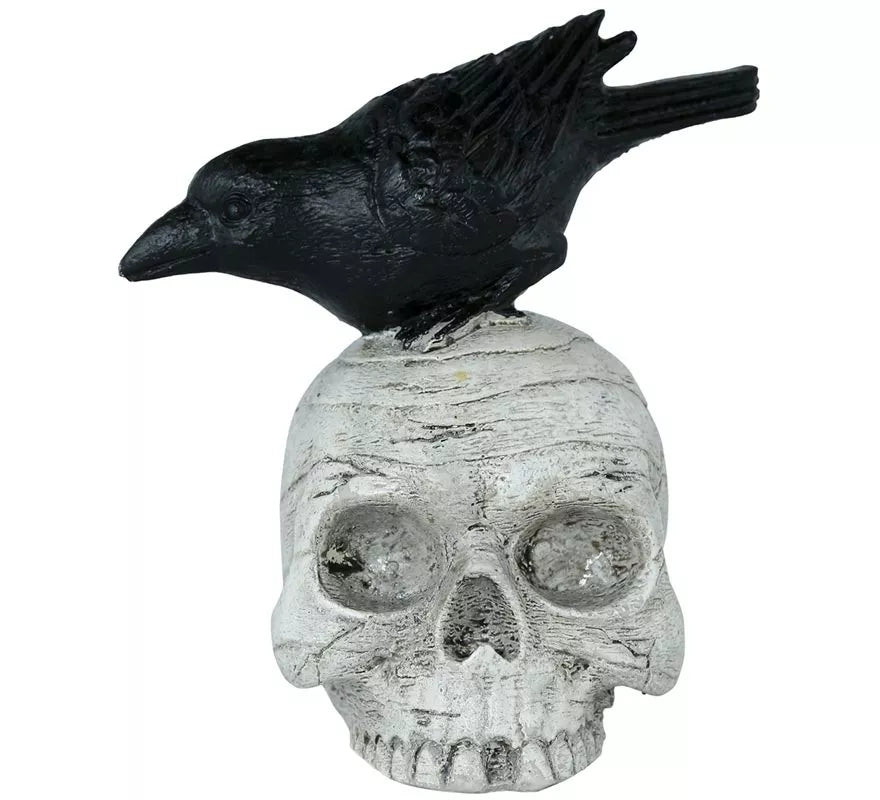 Translation missing: es.Calavera con Cuervo de Resina de 14x9 cm