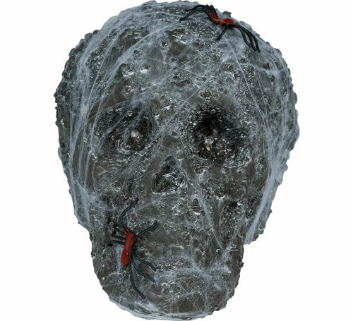 Calavera con Telarañas y Luz de 20 cm