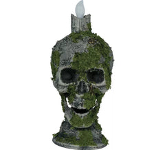 Calavera con Vela y Musgo con Luz de 35 cm
