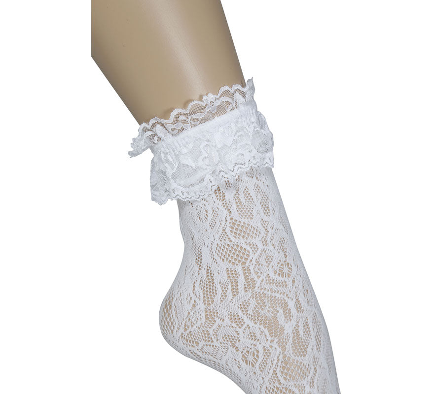 Calcetín con encaje corto blanco adulto