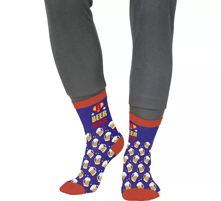 Calcetines azules BeerMan para adultos