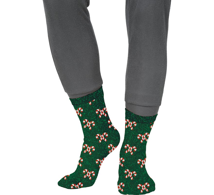 Translation missing: es.Calcetines Navideños Bastones con Purpurina en números del 22 al 41