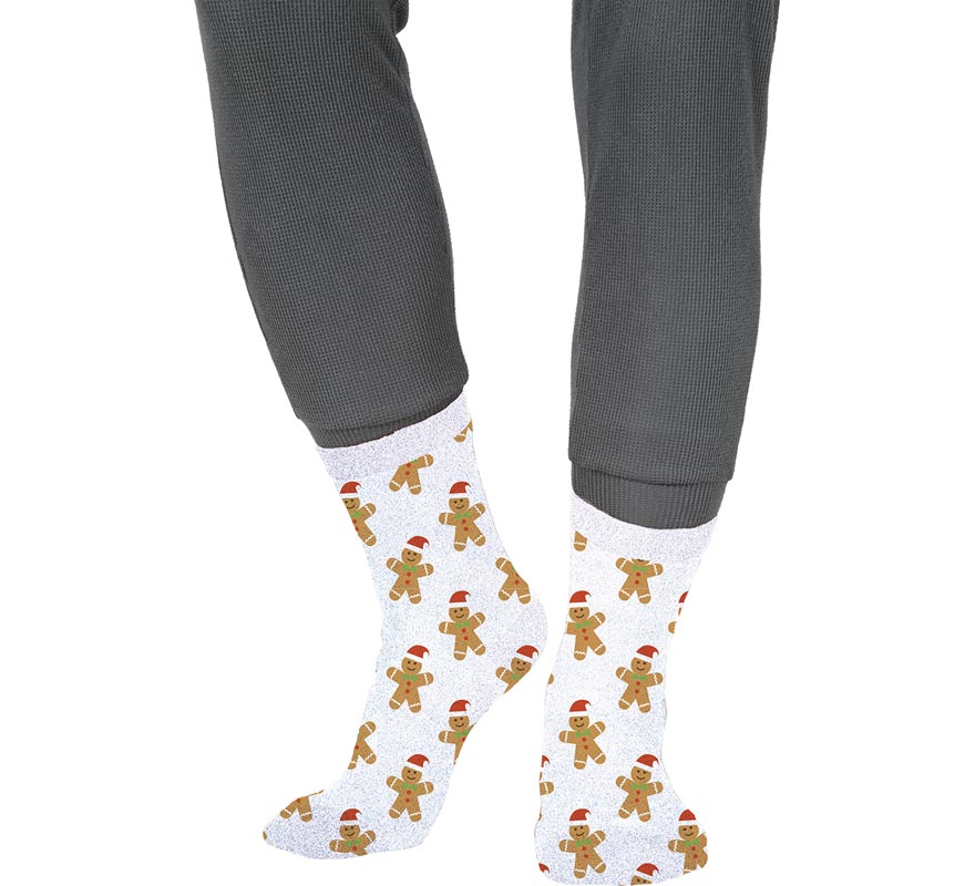 Translation missing: es.Calcetines Navideños Galleta Jengibre con Purpurina en números del 22 al 41