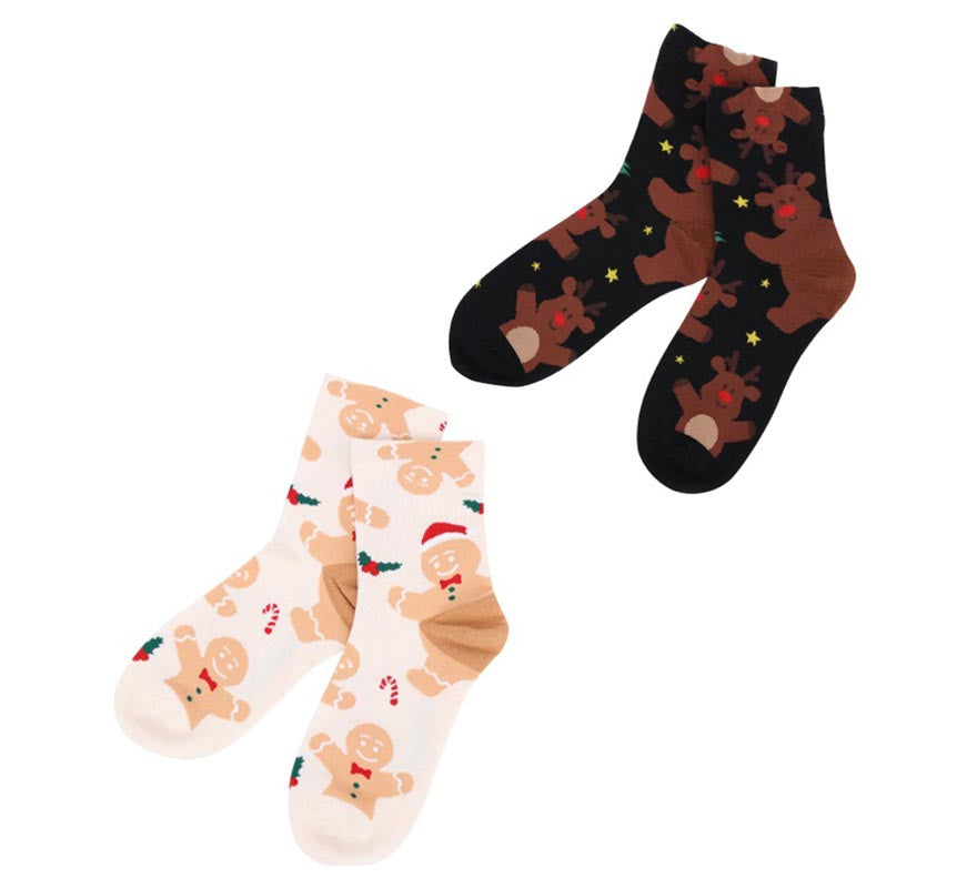Translation missing: es.Calcetines Navideños Galleta y Reno Talla 28-35 en modelos surtidos infantil