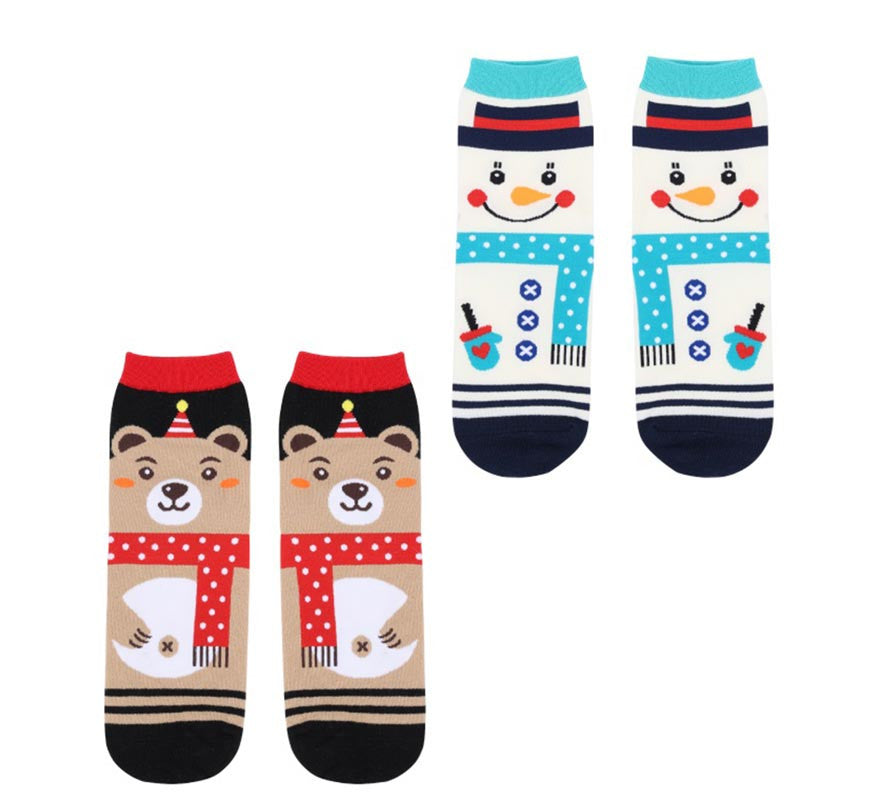 Translation missing: es.Calcetines Navideños Oso y Muñeco de nieve Talla 28-35 en modelos surtidos infantil
