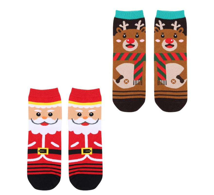 Translation missing: es.Calcetines Navideños Papá Noel y Reno Talla 28-35 en modelos surtidos infantil