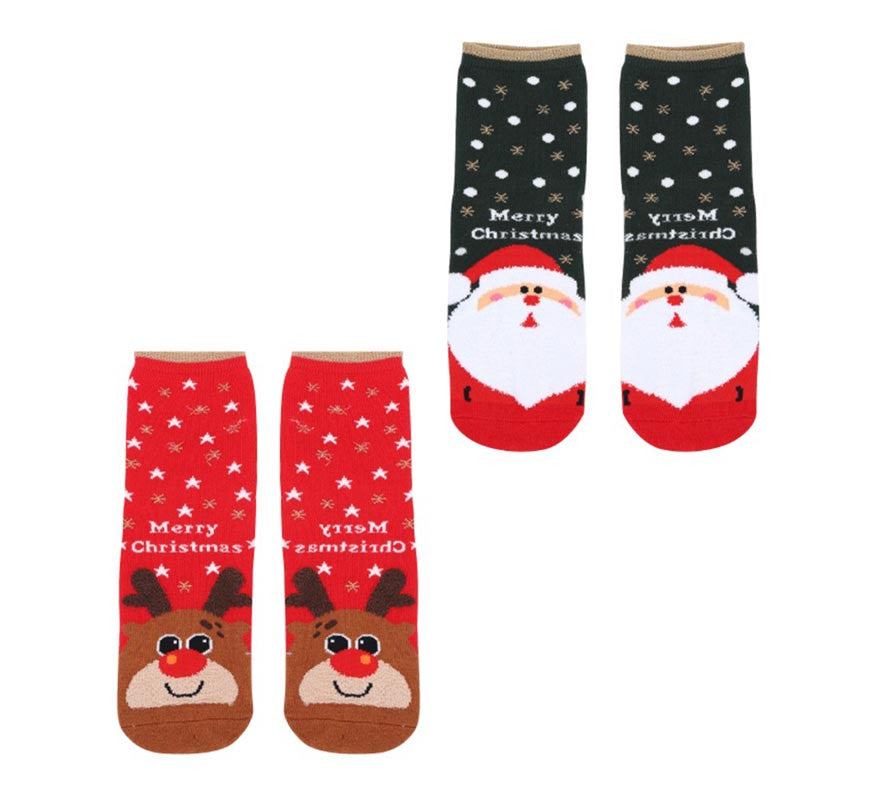 Translation missing: es.Calcetines Navideños Reno y Papá Noel Talla 28-35 en modelos surtidos infantil