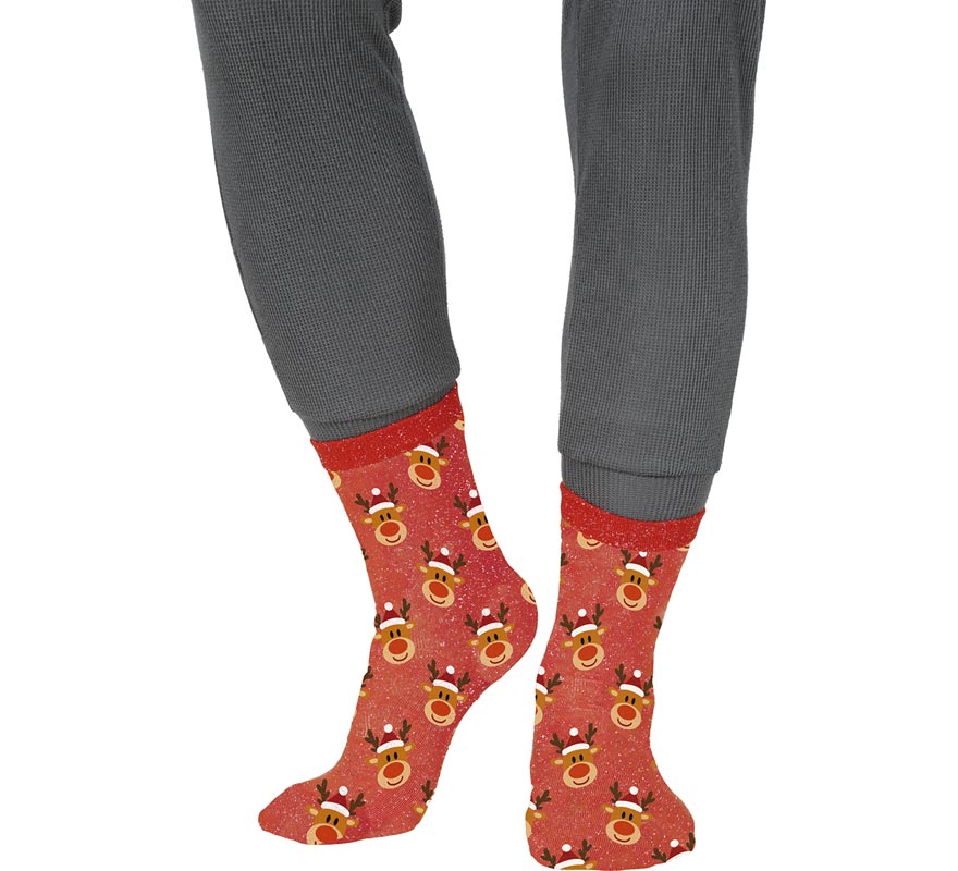 Translation missing: es.Calcetines Navideños Renos con Purpurina en números del 22 al 41