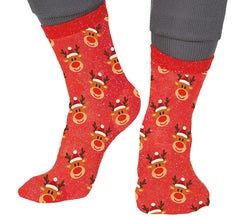 Calcetines Navideños Renos con Purpurina en números del 22 al 41